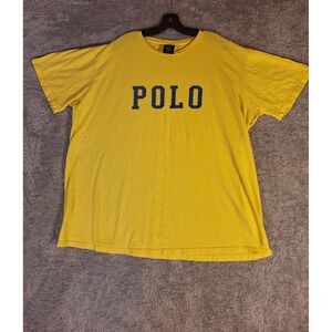 Polo Sport Ralph Lauren Mens Yellow Blue Graphic T-Shirt XXL Vintage 90s Cotton